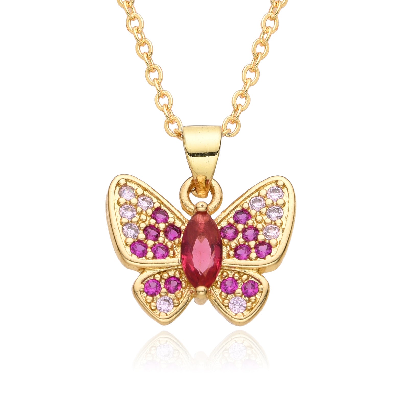 Wholesale Copper Gold Plated Butterfly Necklace Clavicle Chain