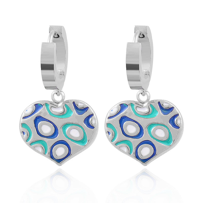 Wholesale Titanium Steel Gold Heart Pendant Necklace Earrings Set