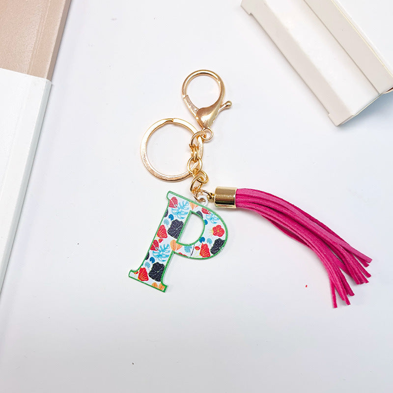 Wholesale Letter Colorful Tassel Zinc Alloy Keychain