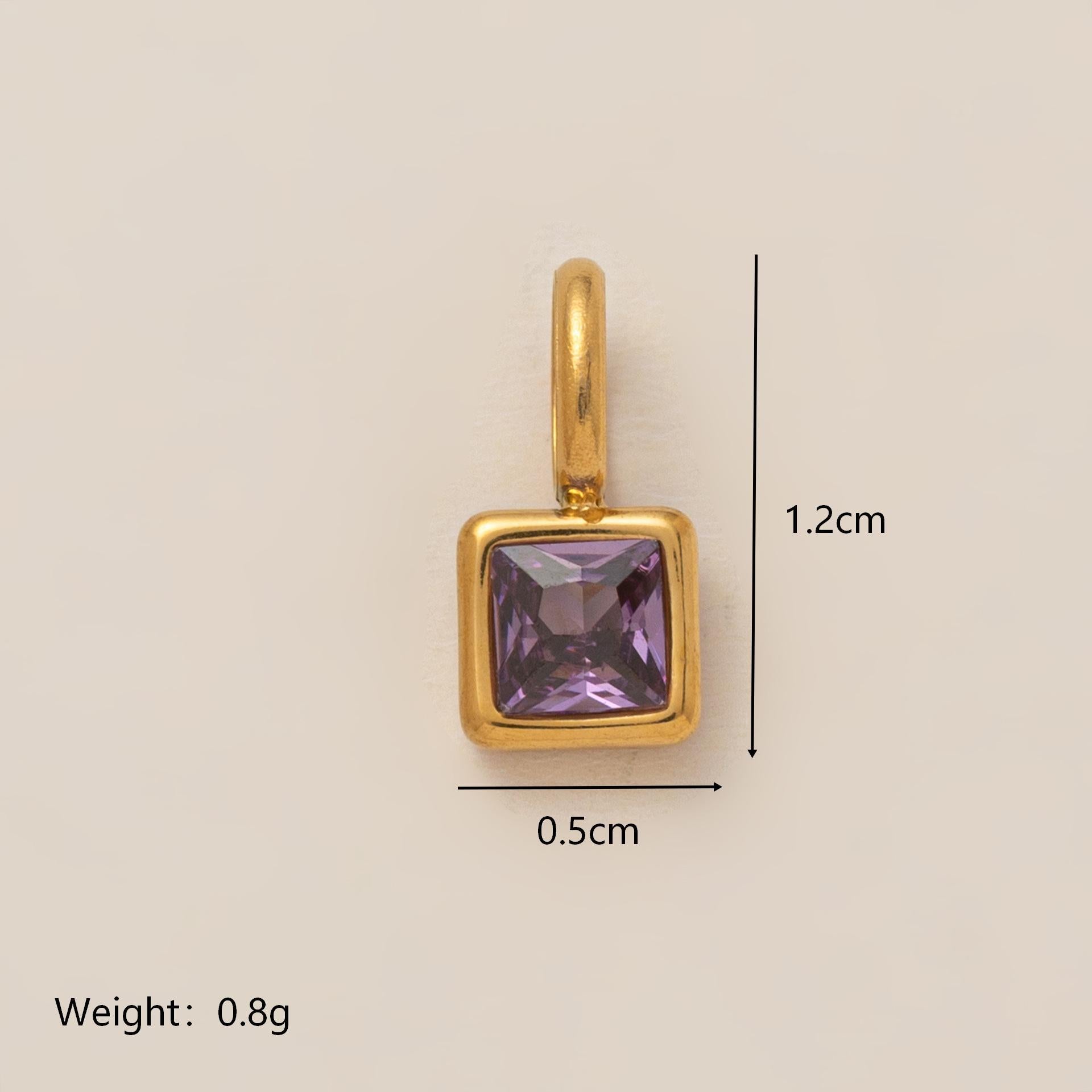 Wholesale Titanium Steel Geometric 12 Birthstone Colorful Zircon Pendant Necklace DIY Jewelry Accessory Gift For Women