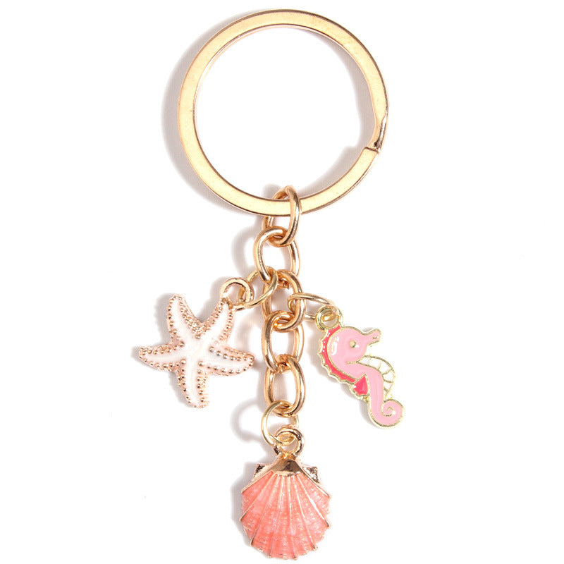 Wholesale Shell Starfish Alloy Drip Oil Keychain