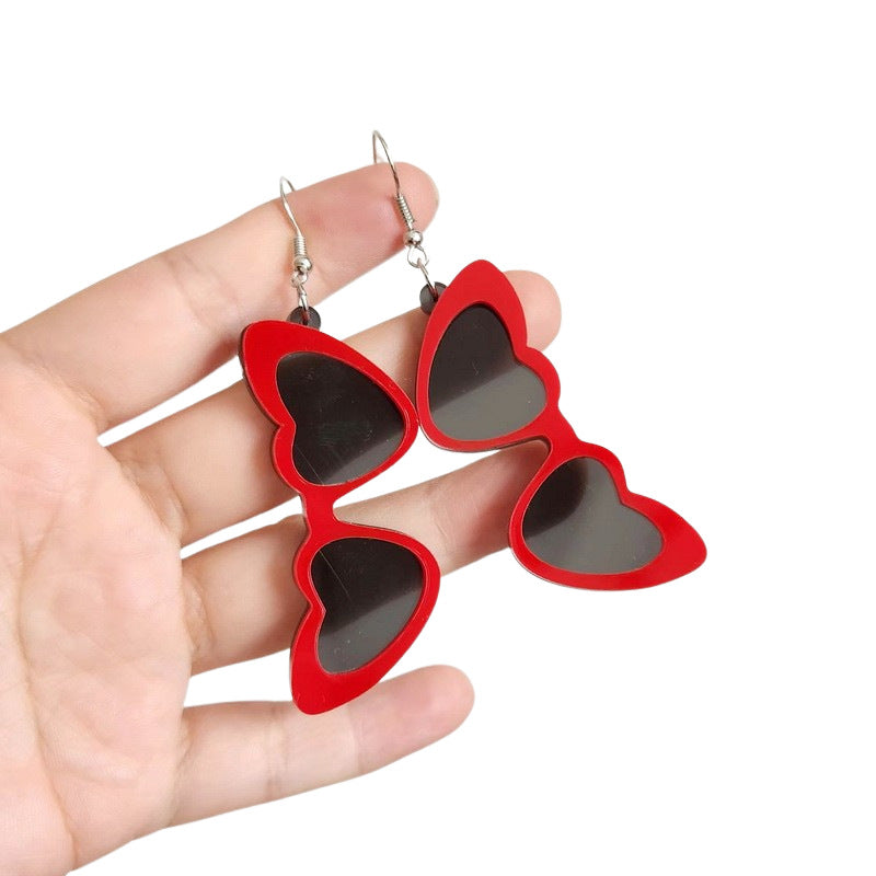 Wholesale Clear Acrylic Heart Shaped Sunglasses Earrings