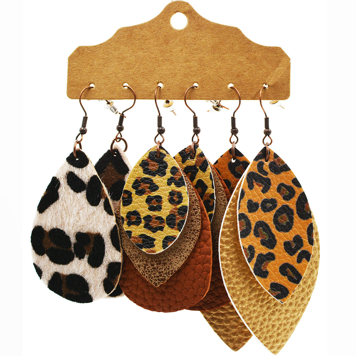 Wholesale Western Style Leopard Print Cow Earrings