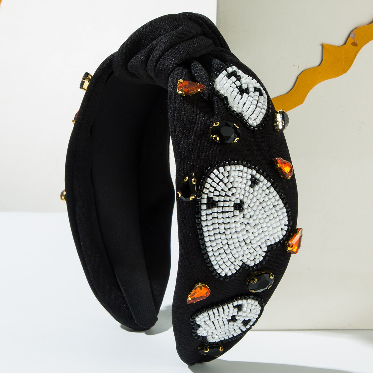 Wholesale New Halloween Women's Hand-sewn Rice Bead Pumpkin Ghost Pattern Headband