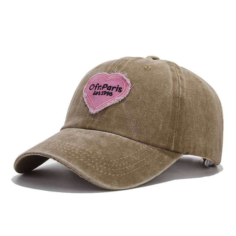 Wholesale Fashion Pink Love Embroidered Washed Baseball Cap