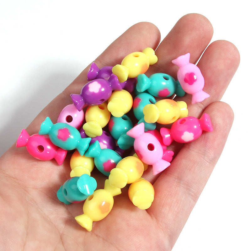 Wholesale 20pcs/pack Creamy Candy Two-color Plum Blossom Butterfly Print Loose Beads