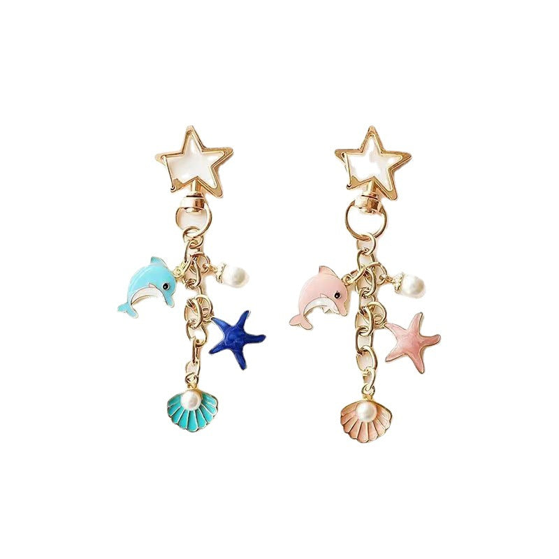 Lindo llavero de metal de estrellas de mar de delfines al por mayor