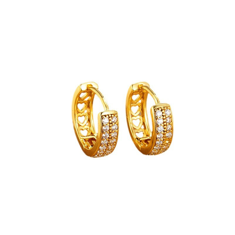 Wholesale Fashion Creative Geometric Personality Double Row Diamond Compact Alloy Earrings