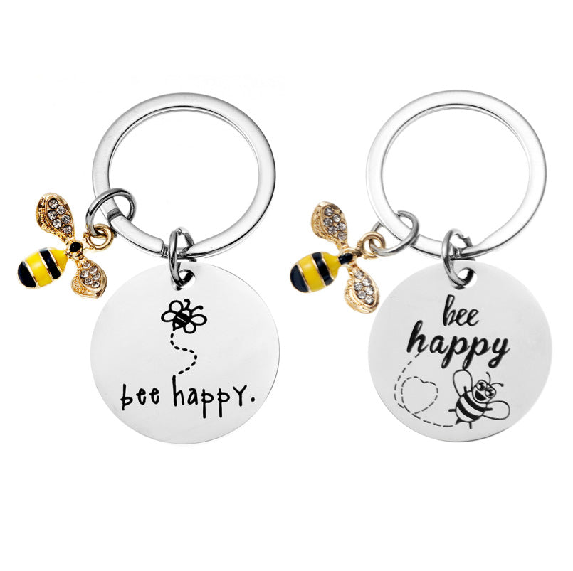 Wholesale Stainless Steel Cartoon Little Bee Creative Cute Keychain