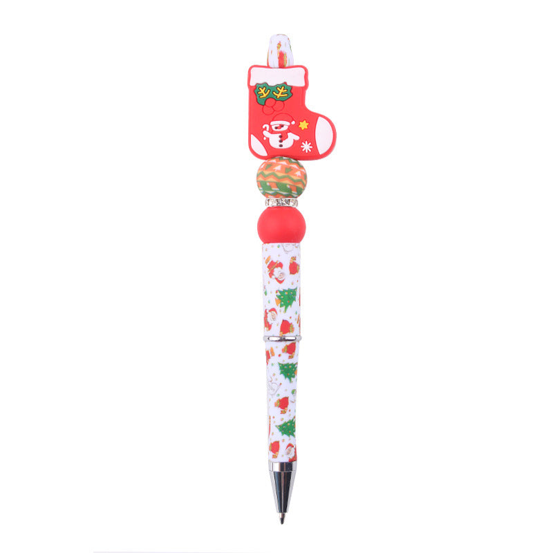 Wholesale Beaded Pens Christmas Series Silicone Beads Plastic Ballpoint Pen