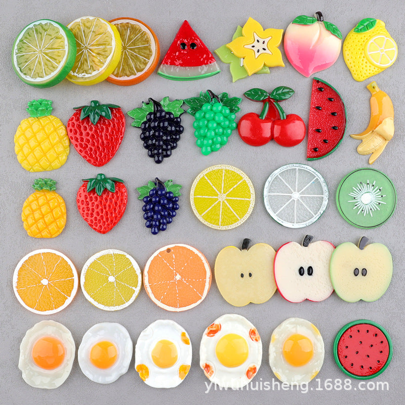Wholesale 50pcs DIY Watermelon Strawberry Pineapple Fruit Homemade Cream Glue Resin Hole Shoe Patch FlatBack