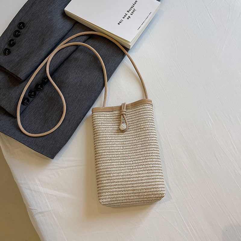 Wholesale Versatile Straw Woven Crossbody Bag Mini Phone Bag