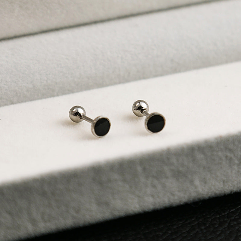 Wholesale Stainless Steel Cross Geometric Black Series Earrings