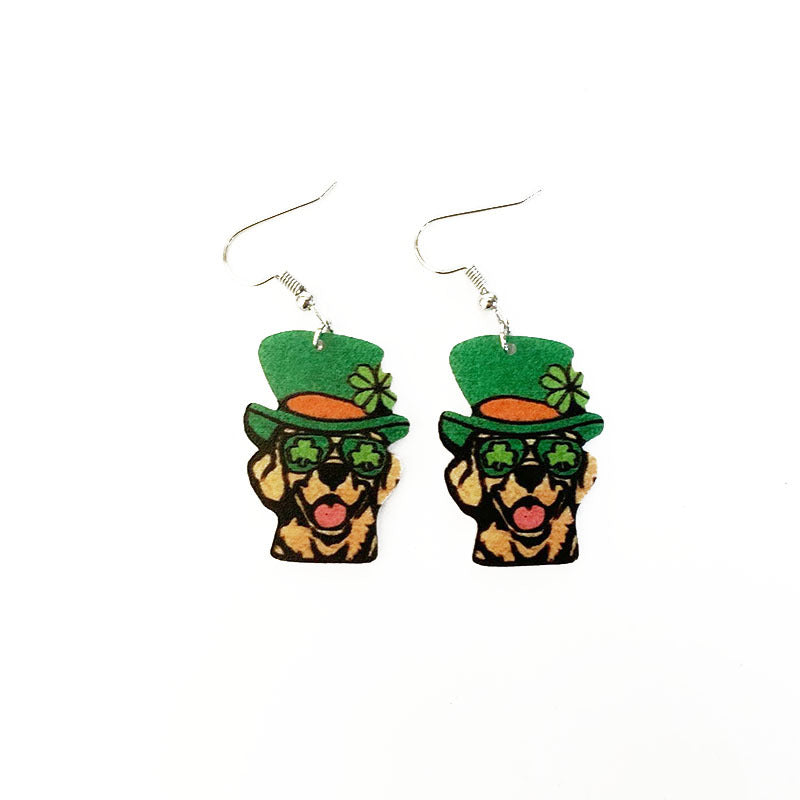 Wholesale St. Patrick's Day Acrylic Green Glitter Earrings