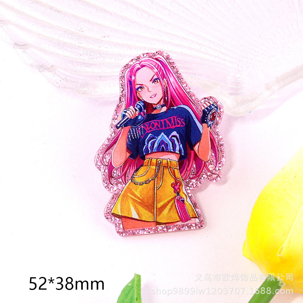 Wholesale 10pcs/ pack Cartoon Girl Cute Acrylic Pin Cute DIY Accessories