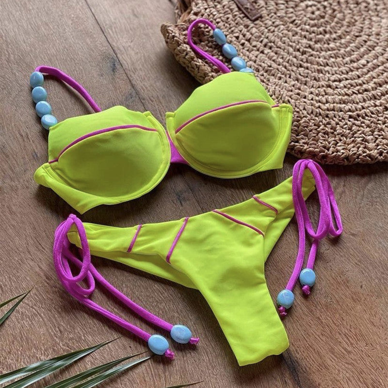 Wholesale Sexy Underwire Split Bikini Swimwear