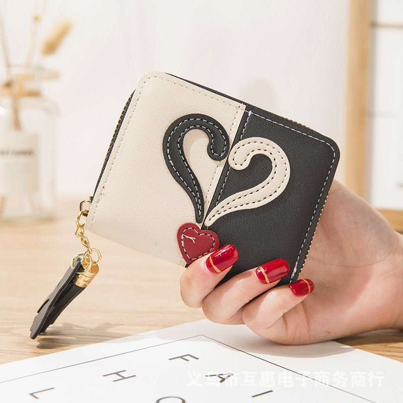 Wholesale Love Mini Contrast Color Tassel Wallet