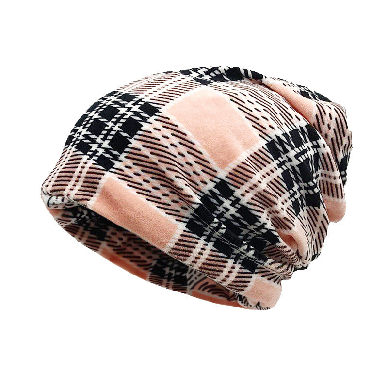 Wholesale Plaid Hat, Flannel Warm Hat, Neck Scarf, Ear Protection Pile Hat