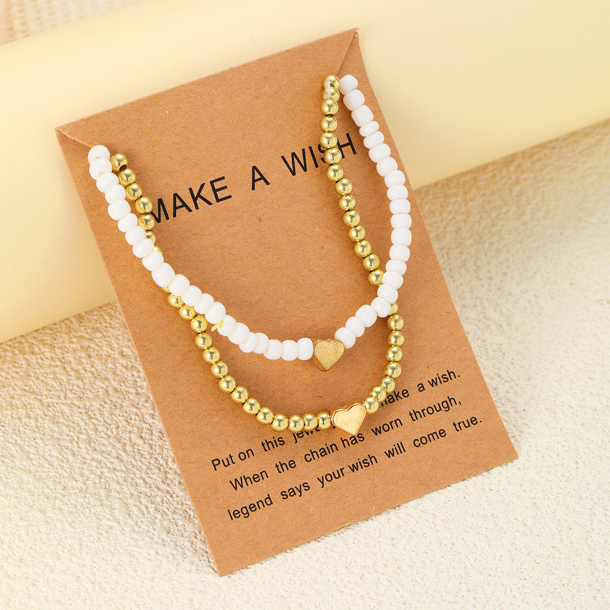 Wholesale Beaded Heart Bracelet 2-Piece Set