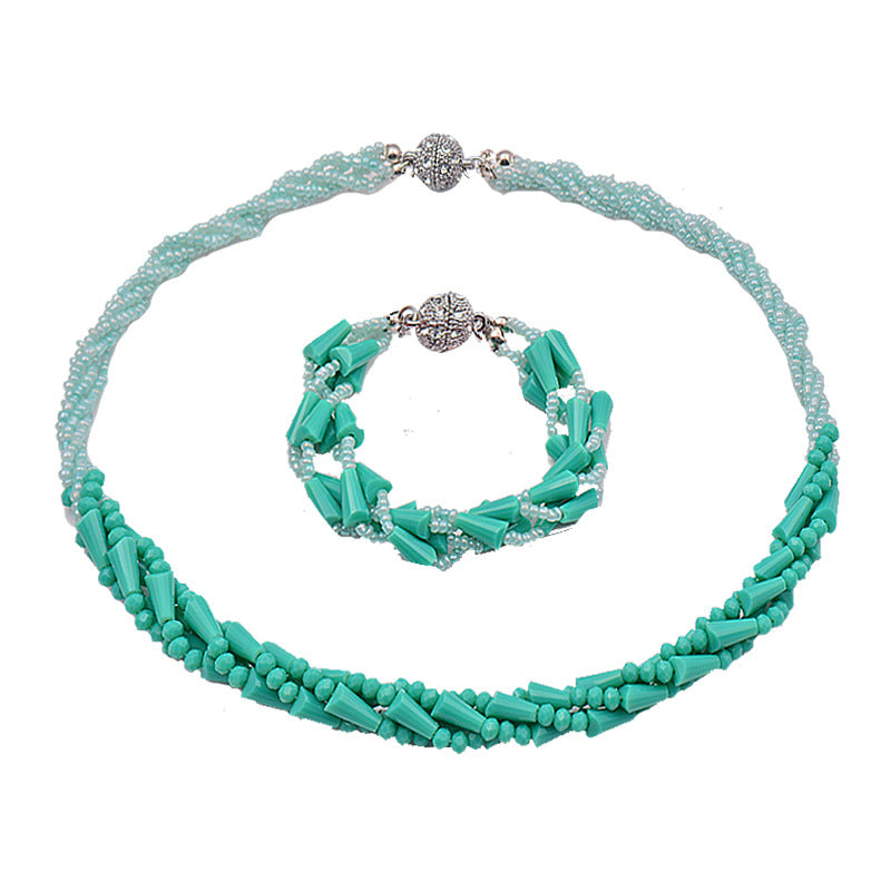 Wholesale Rhinestone Magnetic Clasp Multicolor Bar Crystal Beads Bracelet Necklace