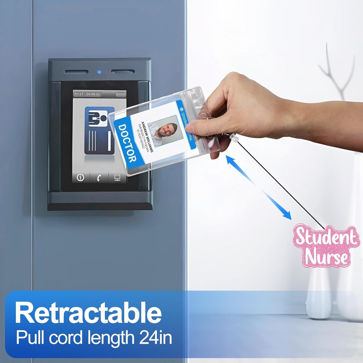 Wholesale Plastic Beaded Badges, Scroll Extendable Keychains