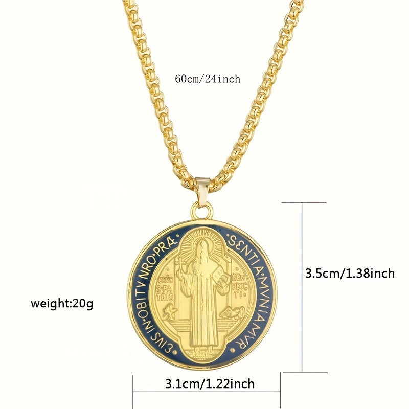 Wholesale Colorful Enamel Saint Benedict  Zinc Alloy Cross Necklace
