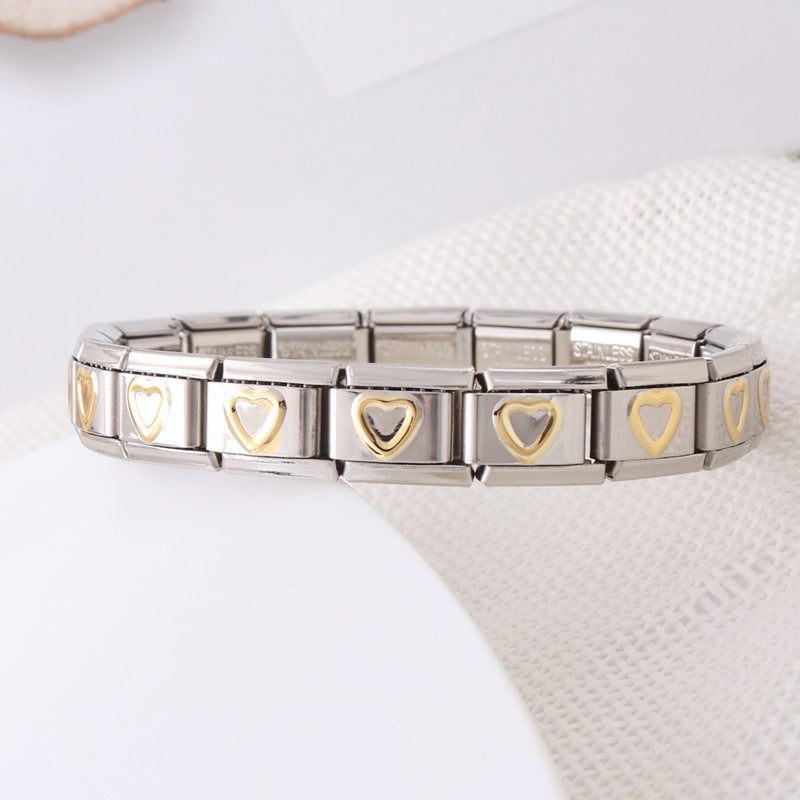 Wholesale Stainless Steel Gold Peach Heart Bracelet