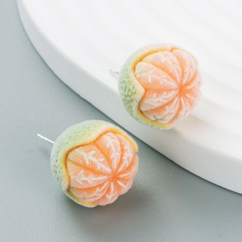 Wholesale Flocking Fruit Cute Fun Earrings