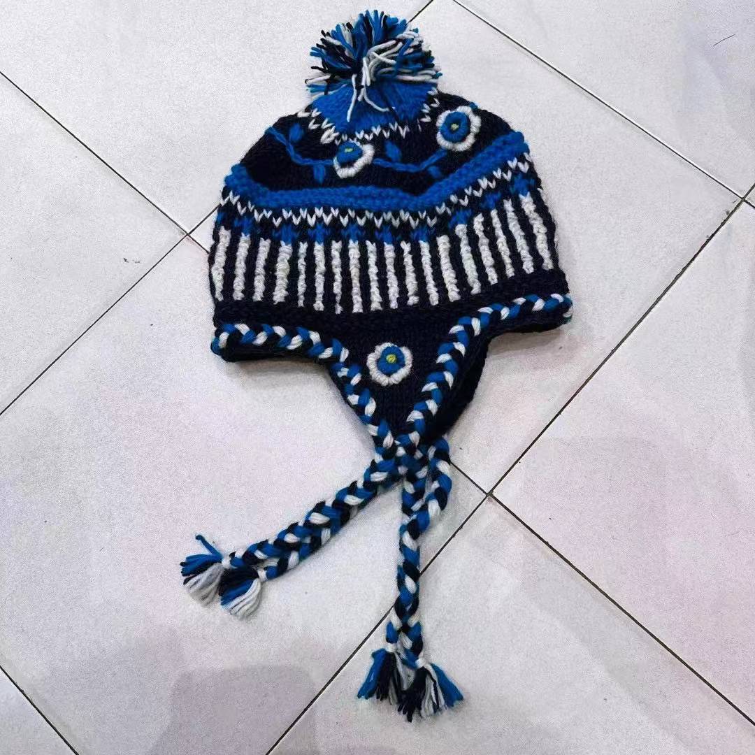 Wholesale Wool Warm Rainbow Plus Velvet Thick Earmuffs Beanie