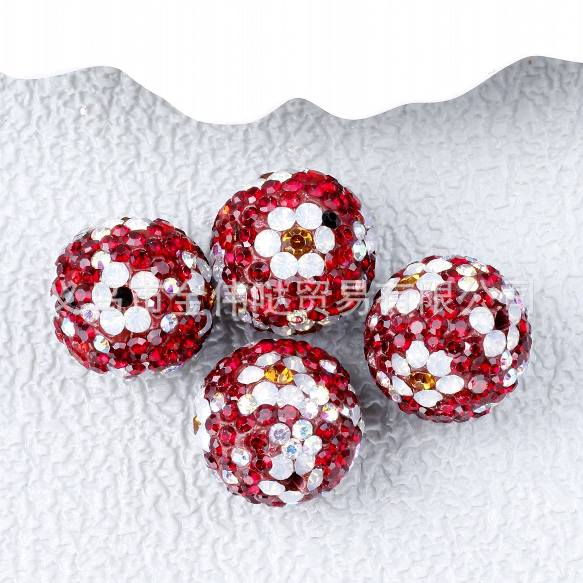 Wholesale 10pcs Full Drill Plum Blossom Soft Clay Drill Ball Straight Hole Beads