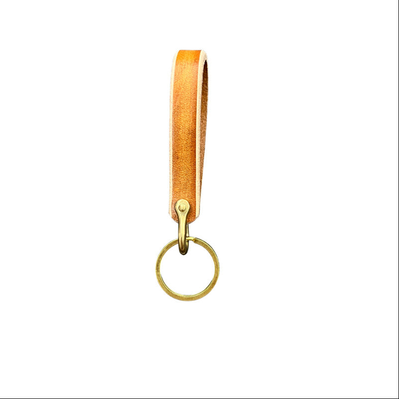Wholesale Genuine Leather Brass Horseshoe Chain Keychains