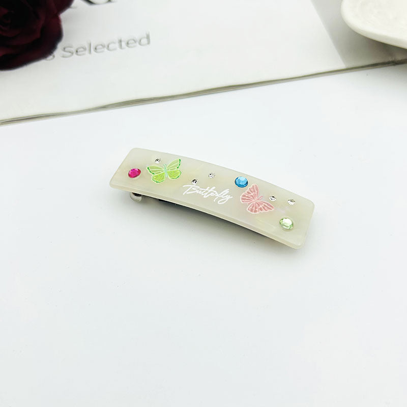 Wholesale Acetate Butterfly Painted Sweet Color Diamond Acrylic Hair Clip Headband