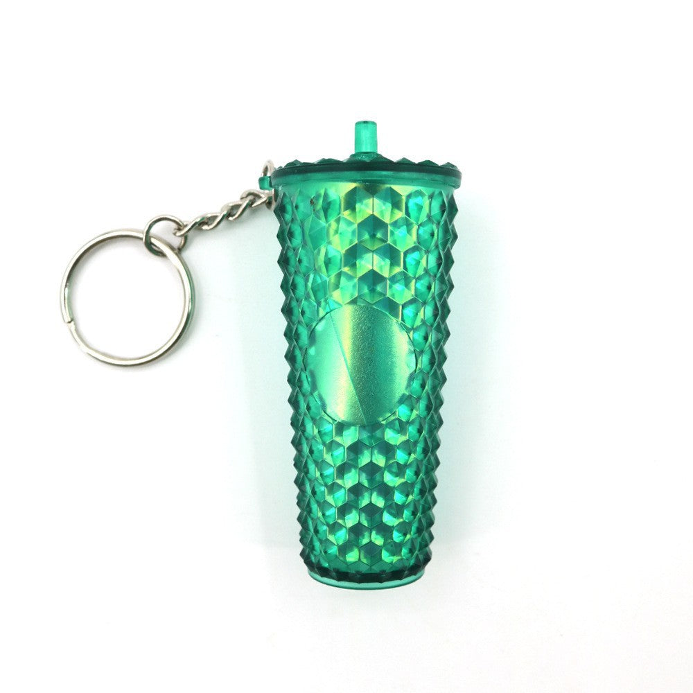 Wholesale Diamond Durian Cup Keychain American Colorful Gradient Durian Cup Pendant Straw Diamond Cup Hanging Ornament
