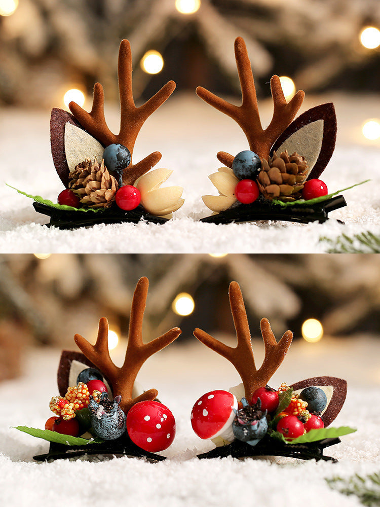 Wholesale Christmas Cute Antler Elk Glowing Plastic Hairpins