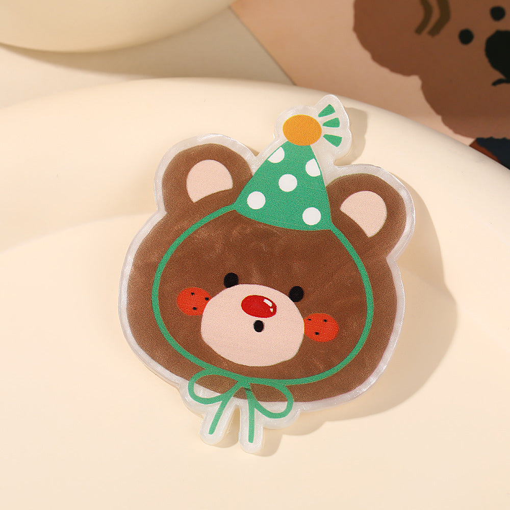 Wholesale 10pcs Cartoon Birthday Hat Bear Sweet Acrylic Patch