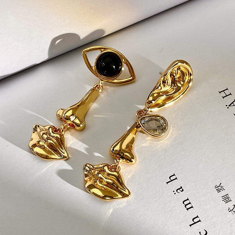 Wholesale of Artificial Crystal Asymmetric Earrings