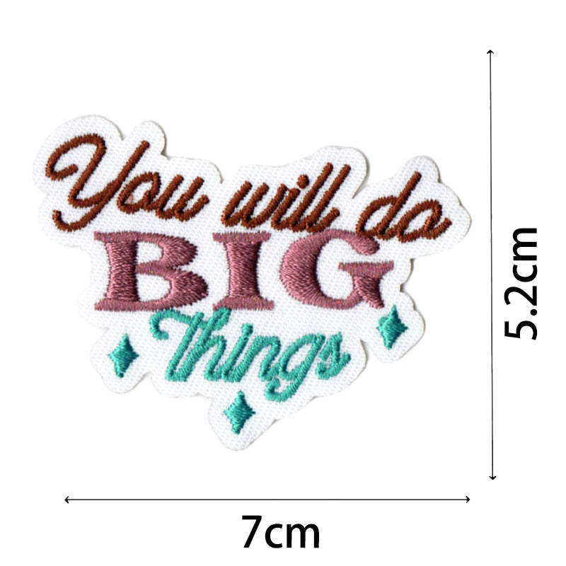 Wholesale Bohemian embroidered fabric patch with positive energy quotes for bags  DIY Patches