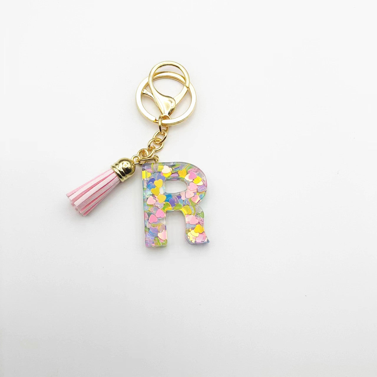 Llavero de letra acrílica de resina de barril de Tassel