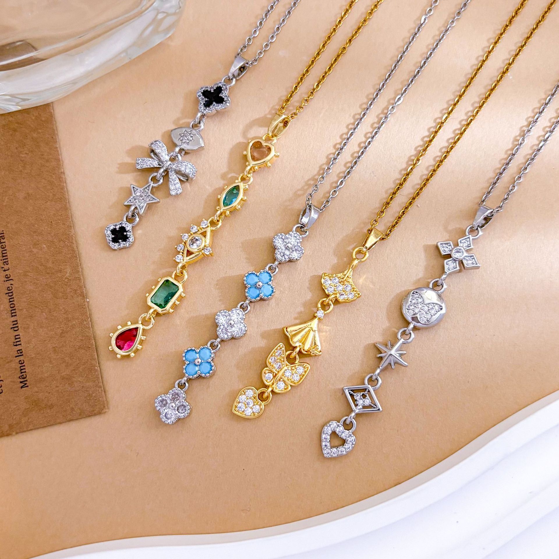Wholesale Bow Necklace Accessories Women' s Luxury Titanium Steel Necklace