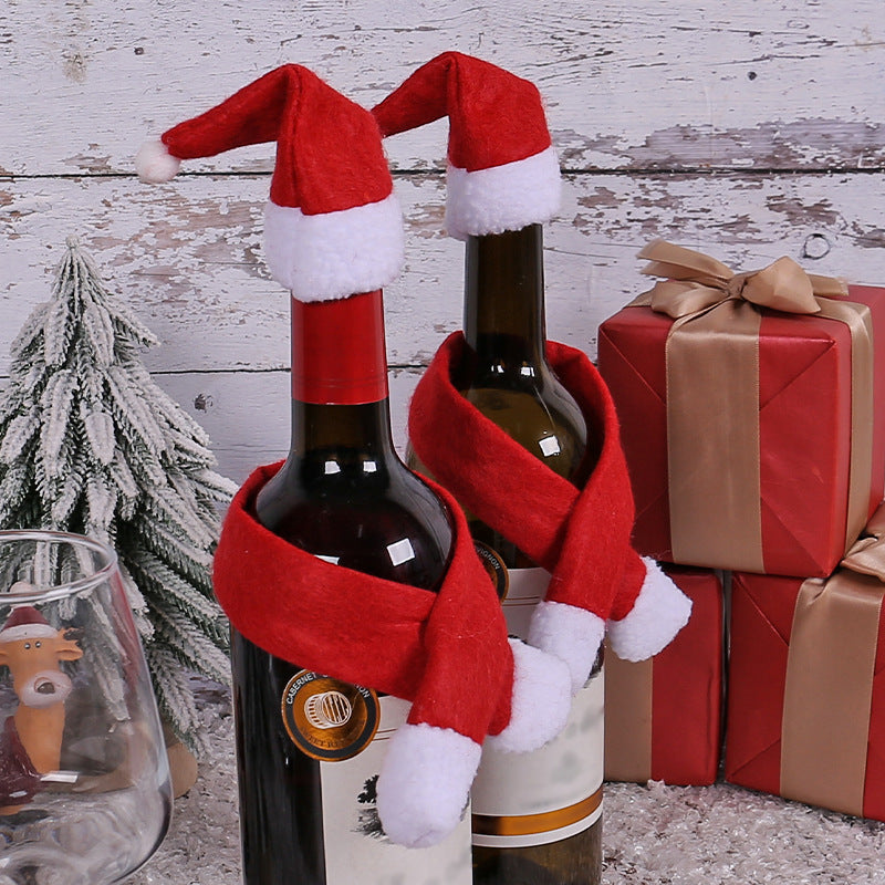 Wholesale Christmas Non-woven Scarf Hat Wine Bottle Decoration