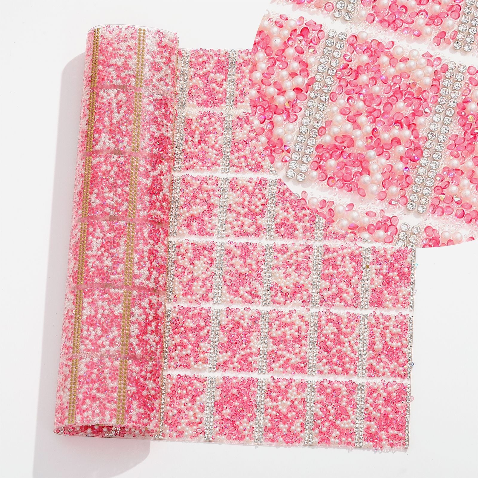 Wholesale DIY pen clothing diamond nail table cushion pad pointed bottom diamond with pearl double-sided tape square diamond piece can for 84pcs pens