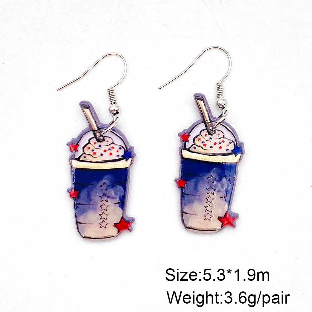 Wholesale American Independence Day Coffee Cup Acrylic Earrings