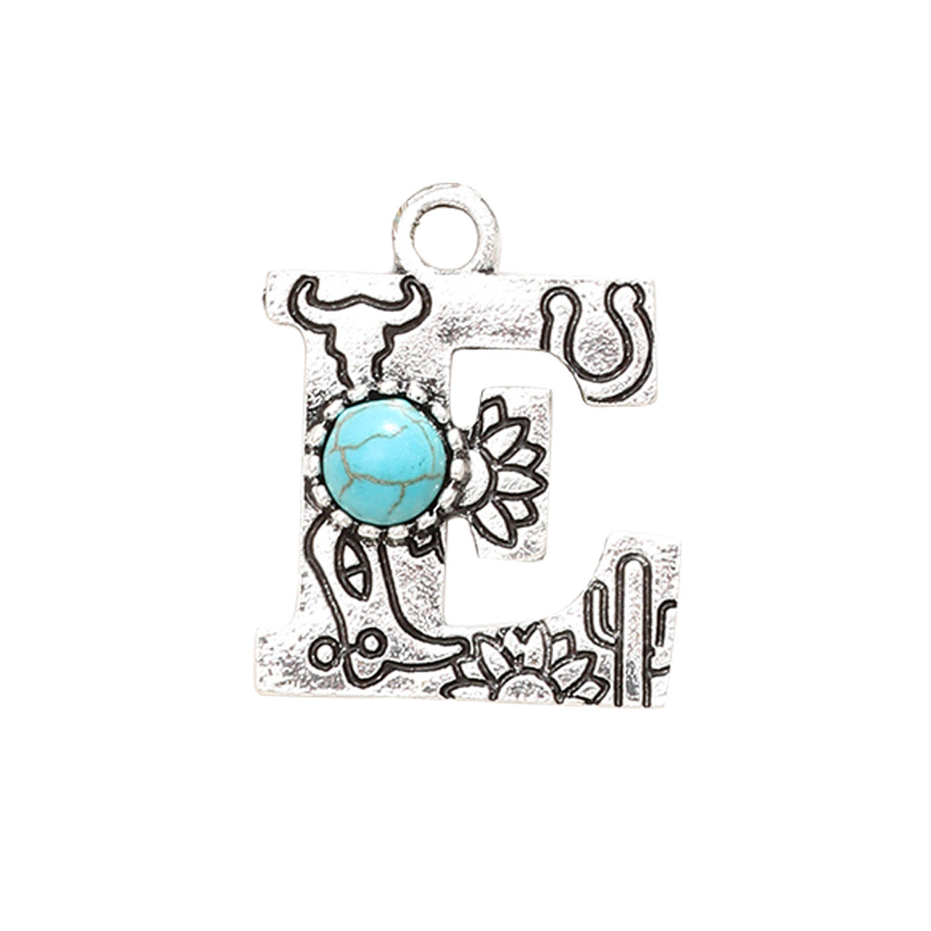 Wholesale of Western Wind Letter Natural Turquoise Alloy Letter Keychain Accessories
