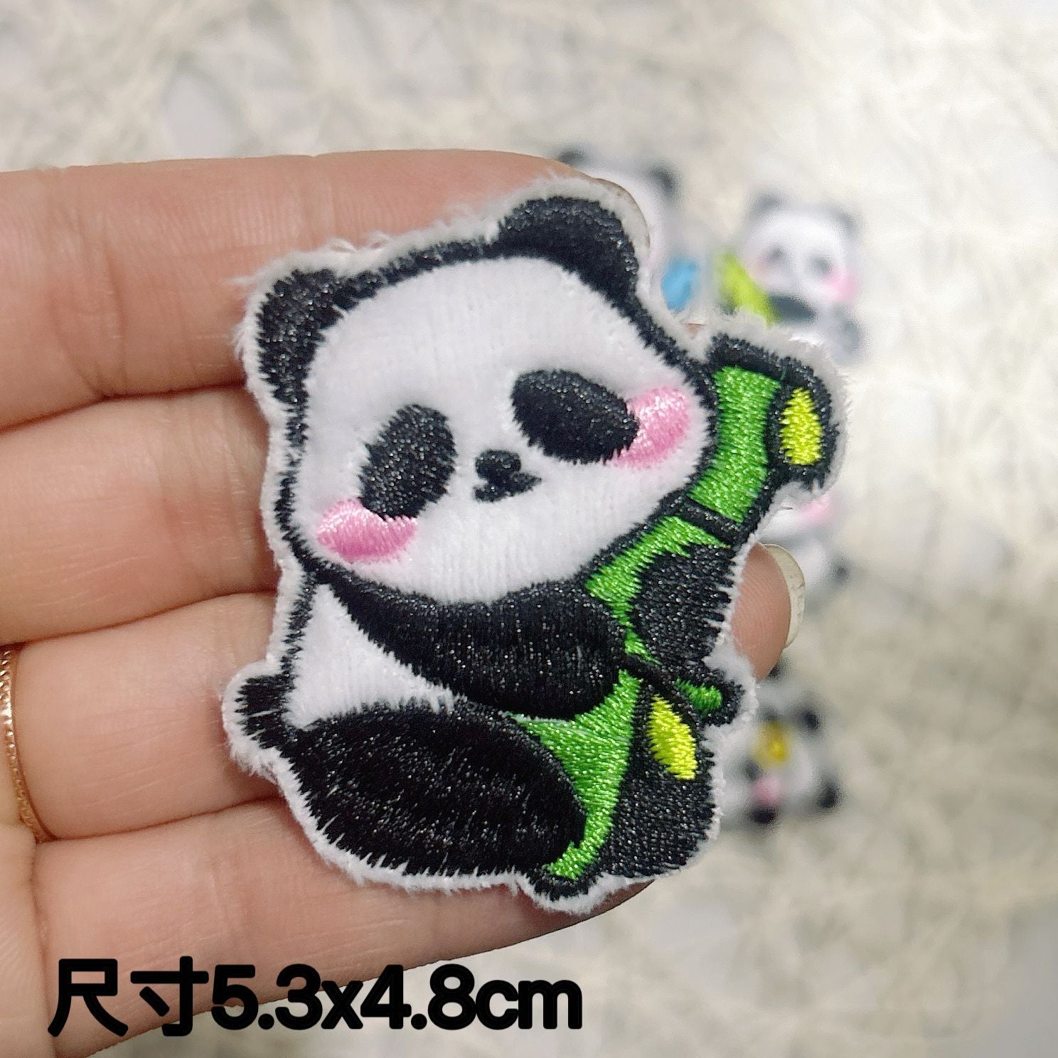 Wholesale 10pcs Self-Paste Plush Cartoon Panda Embroidered Cloth Sticker DIY Accessories