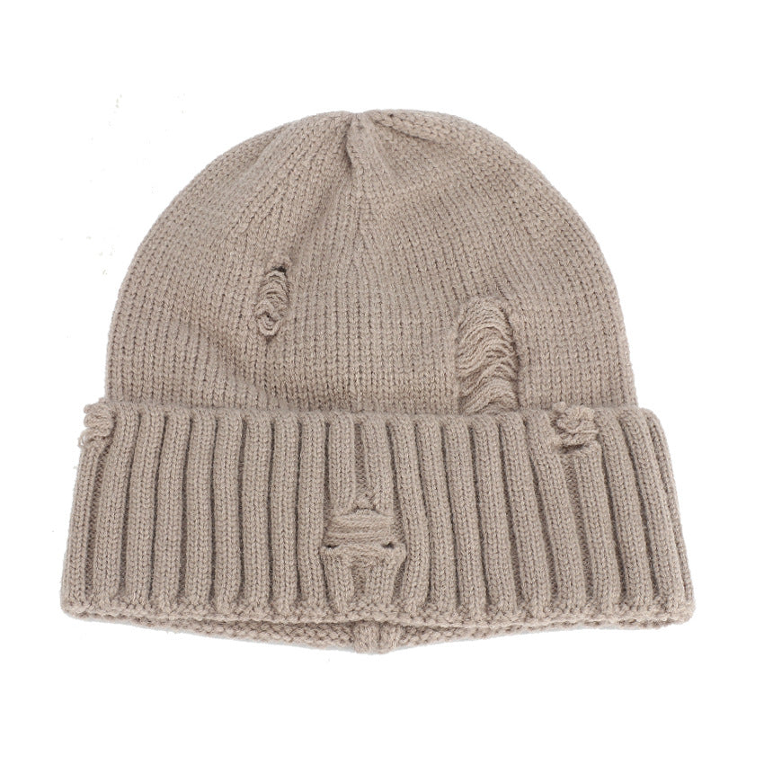 Wholesale Couple Winter Warmth Knitted Hairline Face Friendly Ear Protector Knitted Perforated Cold Hat