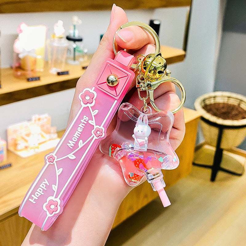 Wholesale Creative Oil Floating Rabbit Keychain