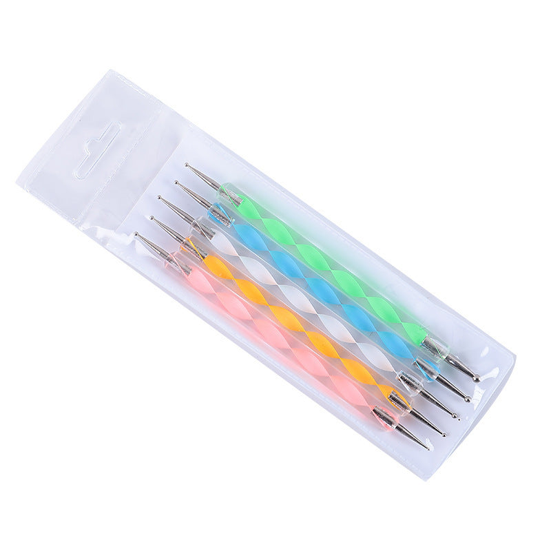 Wholesale Acrylic Drill Spiral Double-headed Manicure Dotting Pen Set 5 Pieces