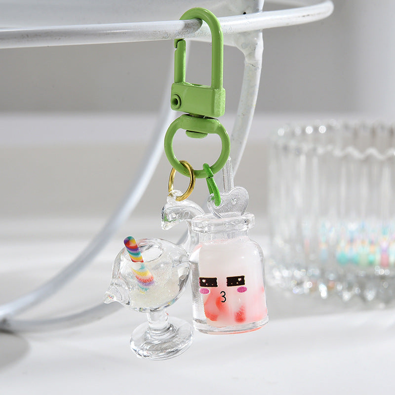 Wholesale Acrylic Flamingo Luminous Cup Keychain