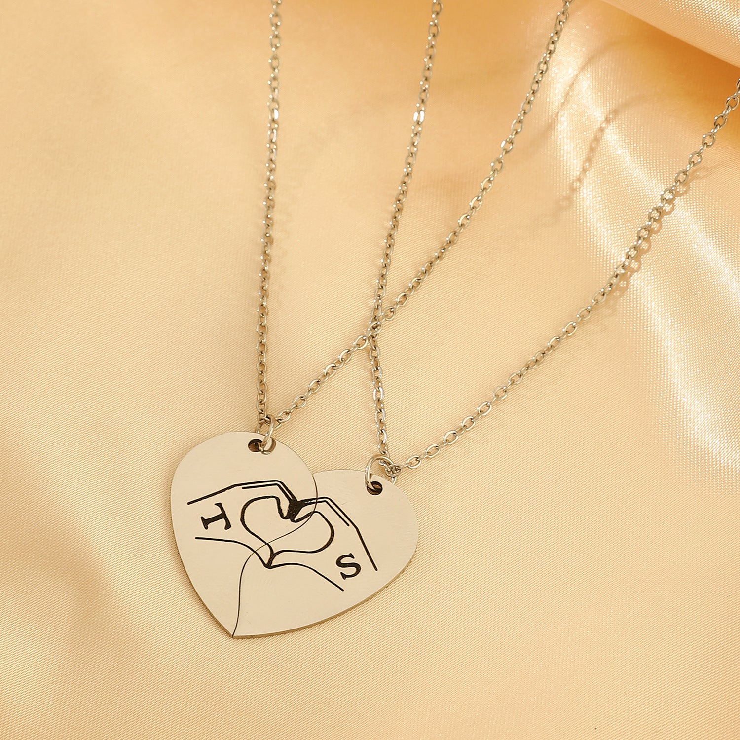 Wholesale  Moon and Sun Three-person Splicing Alloy Diamond Two-piece  Set Necklace