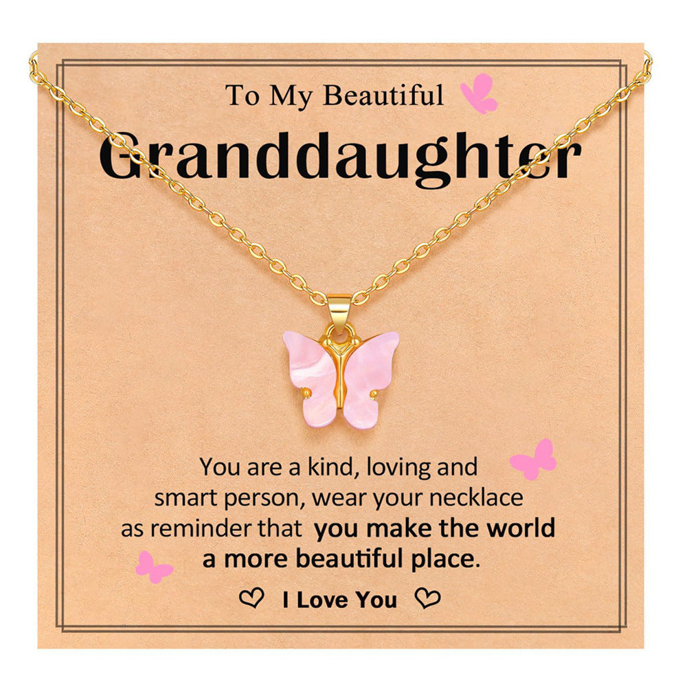 Wholesale Butterfly Pendant Simple Multicolor Acrylic Pendant Necklace